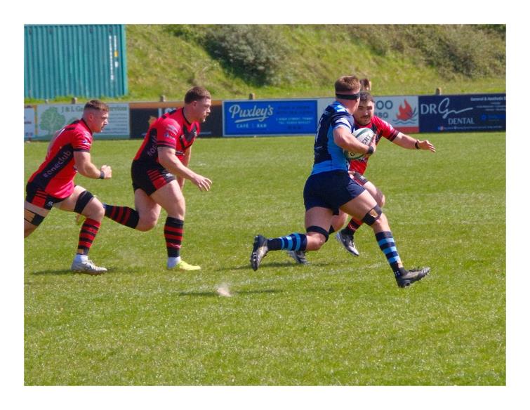  St Clears No 8 Gruff Owen on the way to the line